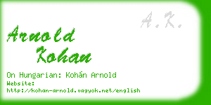 arnold kohan business card
